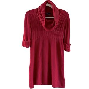 Takeout Juniors Red Cowl Neck
Sweater Dress Knit 3/4 Cuffed Sleeve Holiday XL